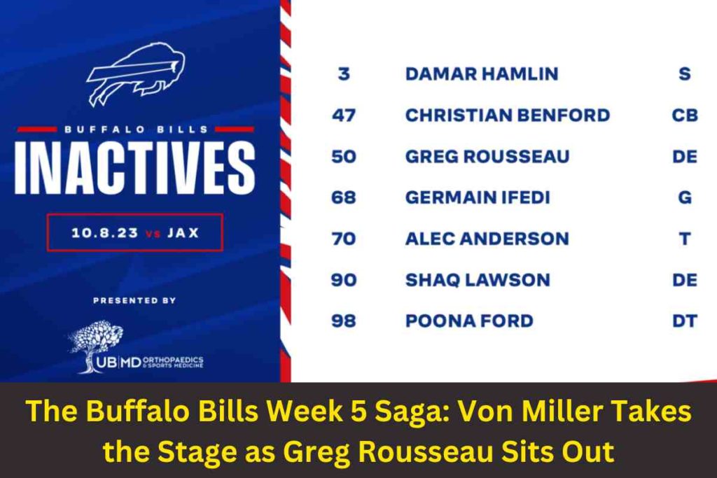 The Buffalo Bills Week 5 Saga: Von Miller Takes the Stage as Greg Rousseau Sits Out